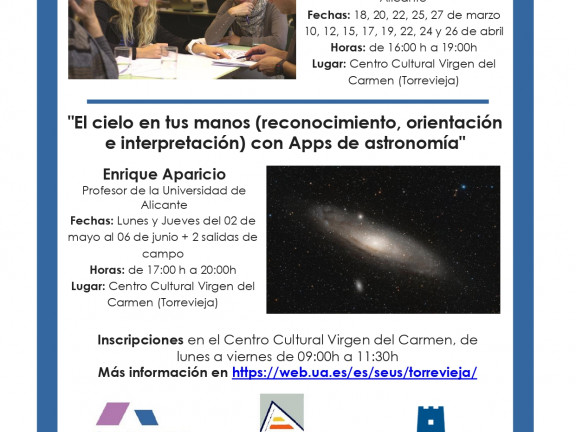 NUEVOS CURSOS DE LA UNIVERSIDAD PERMANENTE DE LA UA SOBRE ASTRONOMÍA Y LENGUA INGLESA ORGANIZADOS EN TORREVIEJA